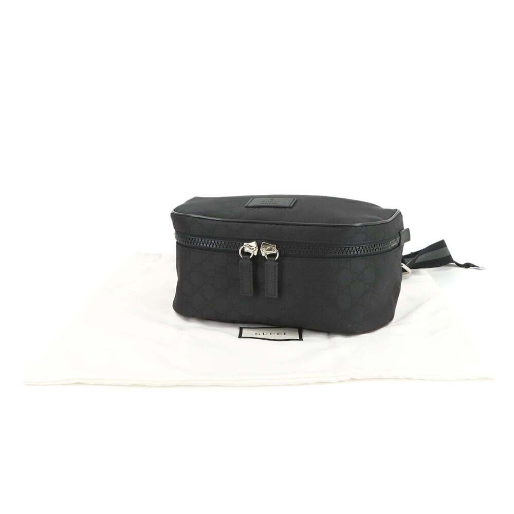 Gucci GG Nylon Crossbody Bag, Black Leather with Silver Hardware, 449182 - Picture 2 of 10